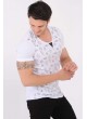 Siyah Baskı Desenli U Yaka Beyaz T-Shirt