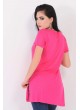 V Yaka Kesikli Pembe T-Shirt