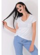 Cepli Çizgili Beyaz T-Shirt