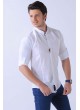 Hakim Yaka Keten Beyaz Gömlek