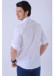 Hakim Yaka Keten Beyaz Gömlek
