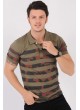 Şeritli polo Yaka Haki T-Shirt