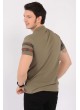 Şeritli polo Yaka Haki T-Shirt