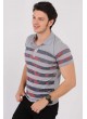 Şerit Desenli Gri T-Shirt