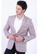 Kare Çizgili Krem Blazer Ceket