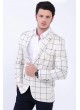 Kare Çizgili Beyaz Blazer Ceket