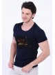 Kabartma Baskılı Lacivert T-Shirt