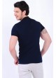 Armalı Beyaz Desenli Polo Yaka Lacivert T-Shirt