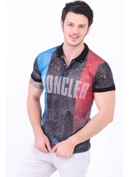 Moncler Yazılı Polo Yaka Füme T-Shirt