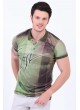 Desenli Polo Yaka Yeşil T-Shirt