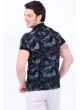 Turkuaz Desenli Polo Yaka Siyah T-Shirt