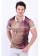 Desenli Polo Yaka Bordo T-Shirt