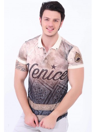 Venice Polo Yaka Krem T-Shirt