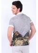 Yeşil Krem Desenli Polo Yaka Beyaz T-Shirt