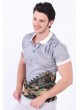 Yeşil Krem Desenli Polo Yaka Beyaz T-Shirt