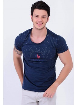 Moncler Baskılı Lacivert T-Shirt