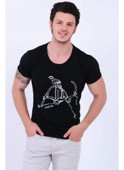 Baskılı Siyah T-Shirt