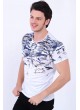 Mavi Desenli Beyaz T-Shirt
