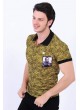 Armalı Püskürtme Desenli Polo Yaka Sarı T-Shirt