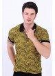Armalı Püskürtme Desenli Polo Yaka Sarı T-Shirt