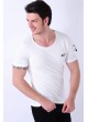 Fermuarlı Cep Kabartma Beyaz T-Shirt