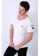 Fermuarlı Cep Kabartma Beyaz T-Shirt