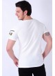 Fermuarlı Cep Kabartma Beyaz T-Shirt
