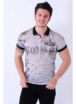 Big Boss Polo Yaka Gri T-Shirt