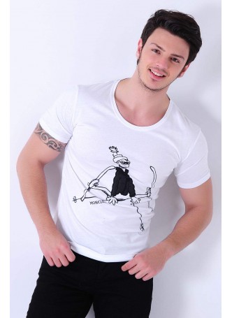 Baskılı Beyaz T-Shirt
