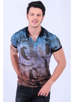 Bordo Mavi Polo Yaka T-Shirt