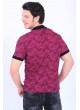 Armalı Püskürtme Desenli Polo Yaka Pembe T-Shirt