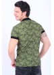 Armalı Püskürtme Desenli Polo Yaka Yeşil T-Shirt