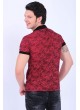 Armalı Püskürtme Desenli Polo Yaka Bordo T-Shirt