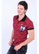 Armalı Püskürtme Desenli Polo Yaka Bordo T-Shirt