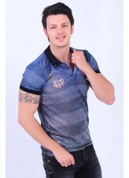 Armalı Polo Yaka Mavi T-Shirt