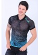 Turkuaz Desenli Polo Yaka Füme T-Shirt