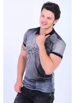Desenli Polo Yaka T-Shirt