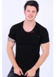 Cepli Kesik Detay Siyah T-Shirt