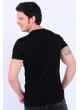 Cepli Kesik Detay Siyah T-Shirt