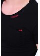 Cepli Kesik Detay Siyah T-Shirt