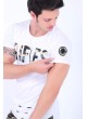 Rifles Baskılı Omuz Arma Beyaz T-Shirt