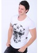 Kuru Kafa Kabartma Baskılı Beyaz T-Shirt