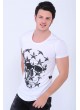 Kuru Kafa Kabartma Baskılı Beyaz T-Shirt