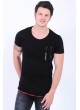 Çift Fermuar Alt Detay Siyah T-Shirt