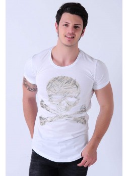 Kuru Kafa Baskılı Beyaz T-Shirt