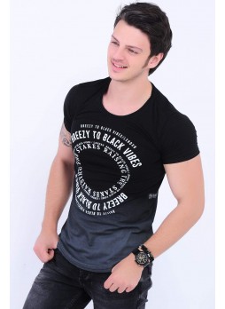 Breezy To Black Baskılı Siyah T-Shirt