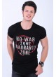 War Zone Baskılı Siyah T-shirt