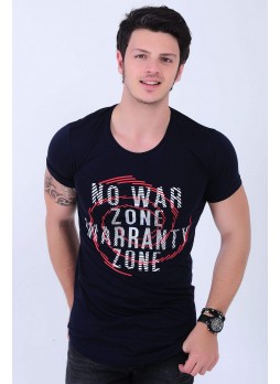 War Zone Baskılı Lacivert T-shirt