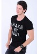 Awake Kabartma İşlemeli Siyah T-shirt