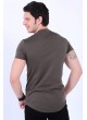 Gümüş Kabartma Baskılı Haki T-shirt